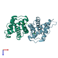 PDB entry 5gnf coloured by chain, top view.