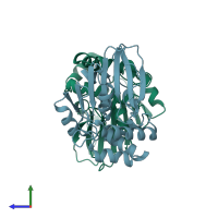 PDB entry 5gng coloured by chain, side view.