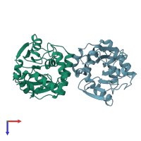 PDB entry 5gng coloured by chain, top view.