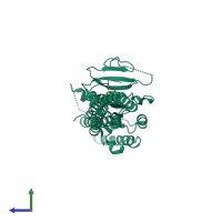 PDB entry 5gns coloured by chain, side view.