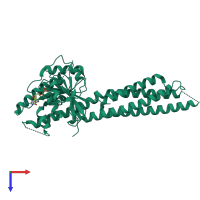 PDB entry 5gnt coloured by chain, top view.