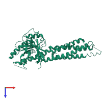 PDB entry 5gnu coloured by chain, top view.