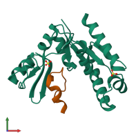 PDB entry 5gnv coloured by chain, front view.