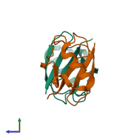 PDB entry 5go8 coloured by chain, side view.