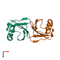 PDB entry 5go8 coloured by chain, top view.