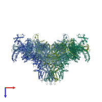 PDB entry 5goa coloured by chain, top view.