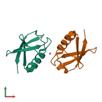 PDB entry 5goc coloured by chain, front view.