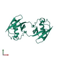 Homo dimeric assembly 1 of PDB entry 5god coloured by chemically distinct molecules, front view.