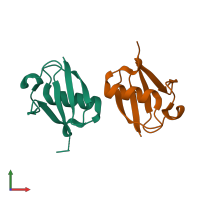 PDB entry 5gog coloured by chain, front view.