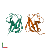 PDB entry 5gok coloured by chain, front view.