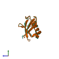 PDB entry 5gok coloured by chain, side view.