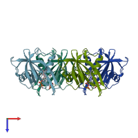 PDB entry 5gp0 coloured by chain, top view.