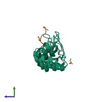 PDB entry 5gp7 coloured by chain, side view.