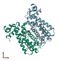 PDB entry 5gp9 coloured by chain, front view.