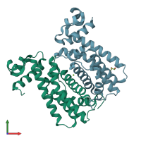 PDB entry 5gpa coloured by chain, front view.