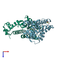 PDB entry 5gpa coloured by chain, top view.