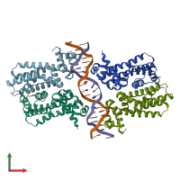 PDB entry 5gpc coloured by chain, front view.