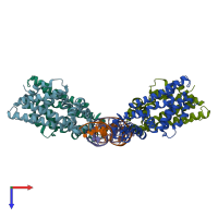 PDB entry 5gpc coloured by chain, top view.