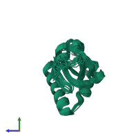 PDB entry 5gph coloured by chain, ensemble of 10 models, side view.