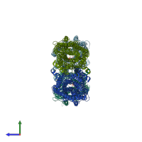 PDB entry 5gpj coloured by chain, side view.
