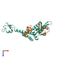 PDB entry 5gpy coloured by chain, top view.