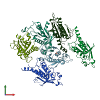 PDB entry 5gq1 coloured by chain, front view.