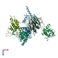 PDB entry 5gq1 coloured by chain, top view.