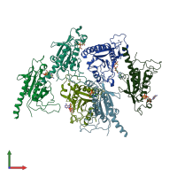 PDB entry 5grb coloured by chain, front view.