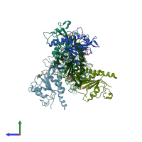 PDB entry 5grb coloured by chain, side view.