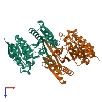 PDB entry 5grh coloured by chain, top view.