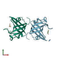 PDB entry 5gro coloured by chain, front view.