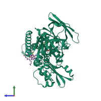 PDB entry 5grt coloured by chain, side view.