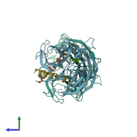 PDB entry 5gsa coloured by chain, side view.