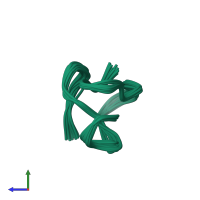 PDB entry 5gsf coloured by chain, ensemble of 20 models, side view.