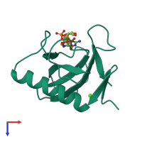 PDB entry 5gsp coloured by chain, top view.