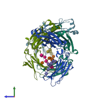 PDB entry 5gsq coloured by chain, side view.