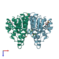 PDB entry 5gss coloured by chain, top view.