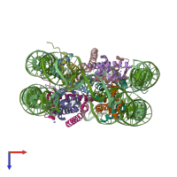 PDB entry 5gsu coloured by chain, top view.