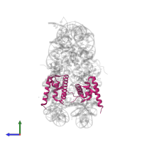 Histone H2B type 1-A in PDB entry 5gt3, assembly 1, side view.