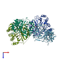 PDB entry 5gt7 coloured by chain, top view.