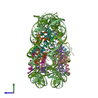 PDB entry 5gtc coloured by chain, side view.