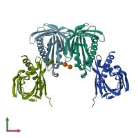 PDB entry 5gte coloured by chain, front view.