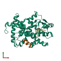 PDB entry 5gtn coloured by chain, front view.