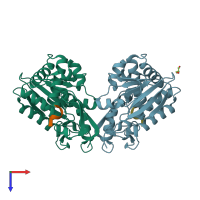 PDB entry 5gu4 coloured by chain, top view.