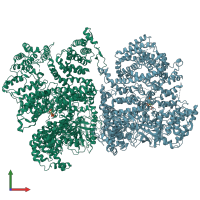 PDB entry 5gug coloured by chain, front view.