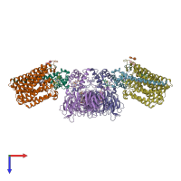 PDB entry 5guw coloured by chain, top view.