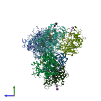 PDB entry 5gv5 coloured by chain, side view.