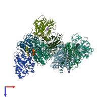 PDB entry 5gv5 coloured by chain, top view.