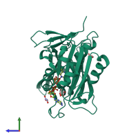 PDB entry 5gv7 coloured by chain, side view.
