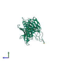PDB entry 5gvb coloured by chain, side view.
